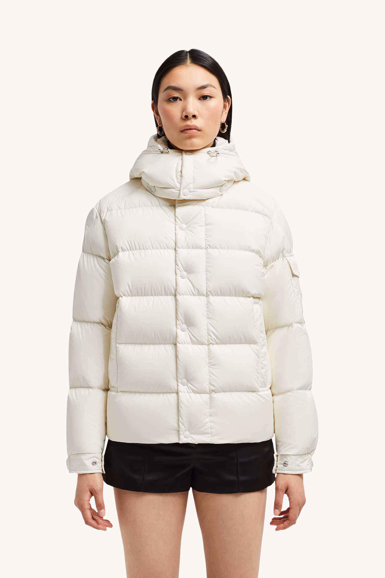 Moncler Maya 70 Hooded Short Down Jacket Women White Moncler 3